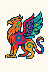 Griffin Abstract Flat Vector with Colorful Decorative Design