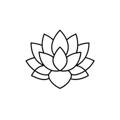 Obraz premium Outline drawing of a lotus flower on transparent background
