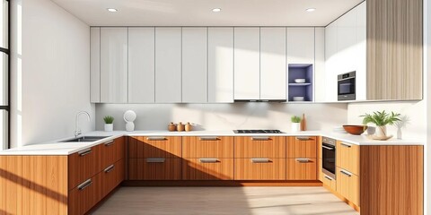 Sleek modern kitchen cabinets with integrated line set , system, build