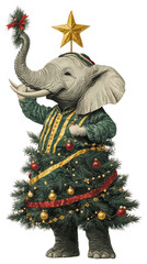 Fototapeta premium PNG Elephant christmas tree festive.