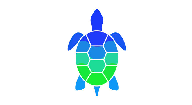 Geometric Sea Turtle Silhouette with Blue and Green Gradient.