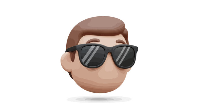Stylized 3D Male Head Avatar with Brown Hair and Black Sunglasses.