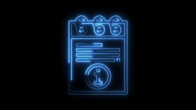 Neon style animated information sheet schedule glowing on dark background