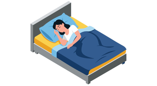 Woman sleeping soundly in bed after a long day, restful sleep concept for health and wellness campaigns, promoting sleep products and relaxation techniques - Powered by Adobe