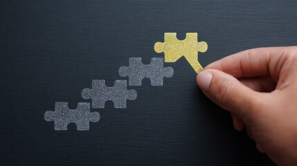 Obraz premium A hand is holding a puzzle piece that is missing a piece