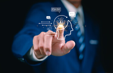 AI, Artificial Intelligence, technology smart robot AI, artificial intelligence by enter command prompt for generates something, Futuristic technology transformation, Chatbot, assistant, secretary.