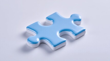 Obraz premium A blue and white puzzle piece is laying on a white surface