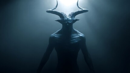 ominous demon standing in shadowy darkness exuding terrifying power and mystery