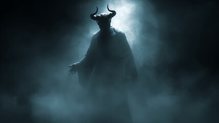 ominous demon standing in shadowy darkness exuding terrifying power and mystery