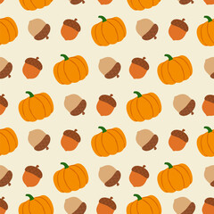 Pumpkin and acorn seamless pattern. Can be used for wallpaper, paper wrapping and decoration © Winanda-Imran