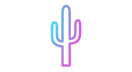 Obraz premium Neon Saguaro Cactus Outline with Gradient Blue and Pink Glow.
