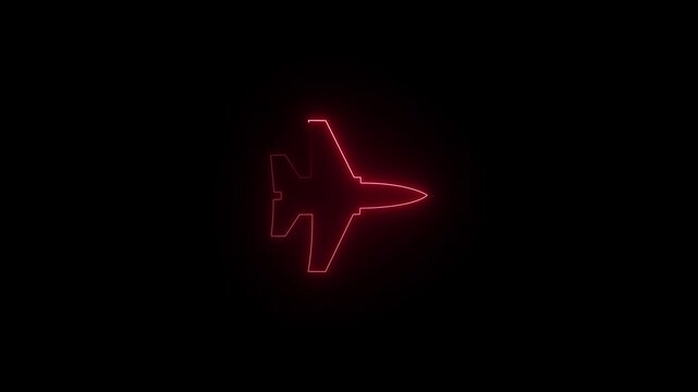 Plane landing on airport animation, Airplane take off at dusk 4k motion video . jen plane misail isolated on black background.