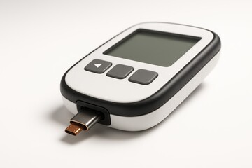 Glucose Meter Closeup: An intimate view of a modern glucose meter, the compact device showcases the technology dedicated to health monitoring and diabetes care.