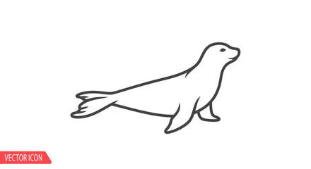 Simple Line Drawing of a Seal Marine Mammal Illustration. © Rizal
