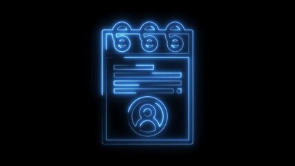 Glowing neon profile page animation on black background for website and application