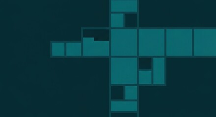 Abstract Teal Geometric Cross Pattern.