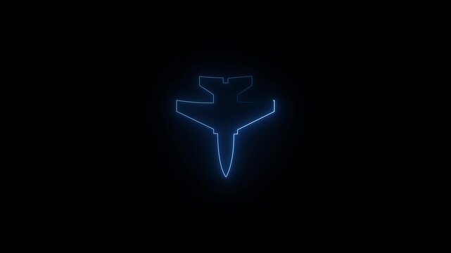 Plane landing on airport animation, Airplane take off at dusk 4k motion video . jen plane misail isolated on black background.