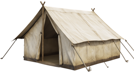 Vintage canvas a frame tent with open door