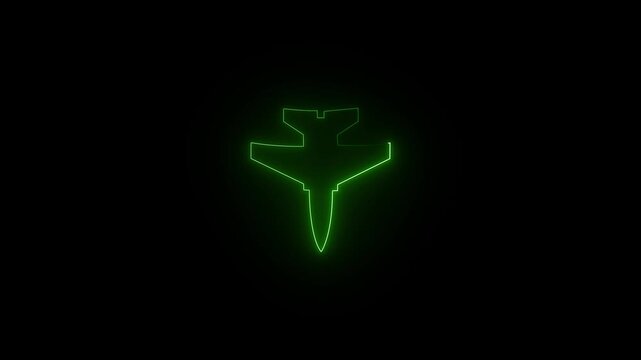 Plane landing on airport animation, Airplane take off at dusk 4k motion video . jen plane misail isolated on black background.