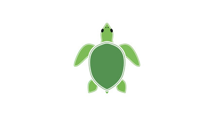 Green Sea Turtle Illustration with Smooth Shell and Flippers. © Rizal
