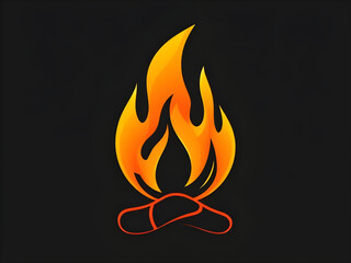 campfire icon, bonfire flame, outdoor fire icon, wood fire burning, camping fire symbol, night campfire icon, fire pit flame, forest fire camp icon, adventure fire symbol, hiking fire icon, BBQ fire f
