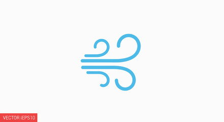 Stylized Blue Wind Icon with Swirling Gusts.