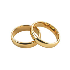 Two intertwined gold wedding rings against a black background