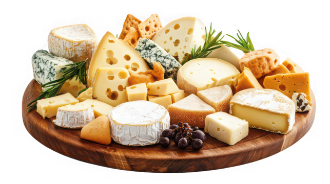 Assortment of gourmet cheeses on a wooden board perfect for a cheese tasting event
