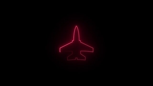 Plane landing on airport animation, Airplane take off at dusk 4k motion video . jen plane misail isolated on black background.