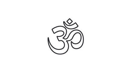 Fototapeta premium Simple Black Outline of the Om Symbol on White Background.