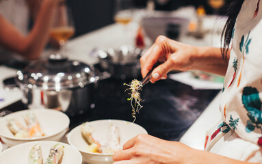 the process of making an Asian roll