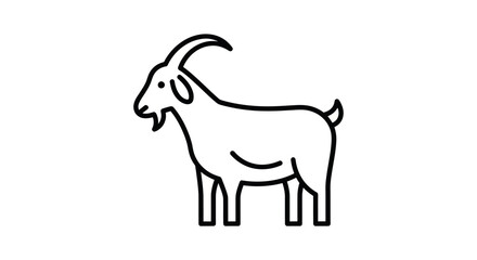 Fototapeta premium Stylized Line Art Illustration of a Standing Goat with Curved Horns.