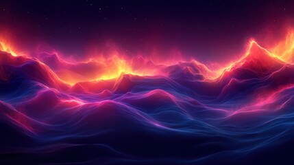 Fototapeta premium Vibrant Abstract Landscape with Fiery Colors and Ethereal Waves