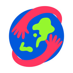Planet Earth Hugging Hands Illustration