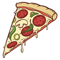 Delicious pizza slice with various toppings