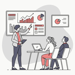 Business presentation with charts and graphs