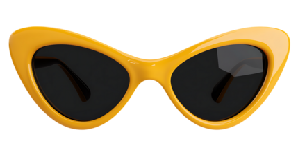 Retro yellow cat eye sunglasses with dark lenses