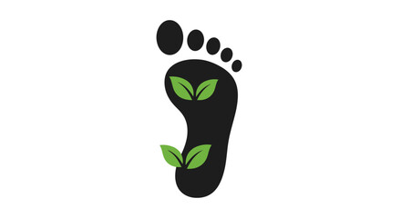 Black footprint with green leaves symbolizing eco-friendly living.