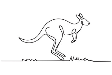 continuous line drawing of a kangaroo in motion, , representing australian wildlife and nature