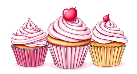 vector illustration of cupcakes