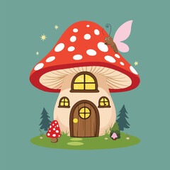 UK Fungus Day vector illustration of woodland mushrooms, fly agaric, chanterelle, and toadstools in flat solid color, cartoon and botanical style artwork