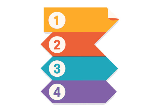Vector infographic template with 4 steps. Abstract paper banners for business presentation. Modern design element for workflow layout, chart, diagram, and numbered options.
