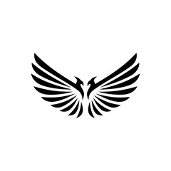 Black Winged Emblem with Feathered Design