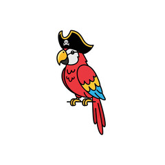 Cartoon Parrot Pirate with Skull and Crossbones Hat