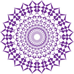 Purple Geometric Mandala Design: A symmetrical and intricate mandala pattern is rendered with precise geometric shapes, creating a mesmerizing visual experience. 
