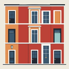 Fototapeta premium Minimalist solid color vector designs for World Architecture Day, including urban planning, sustainable architecture, futuristic buildings, and clean professional cityscape illustrations.