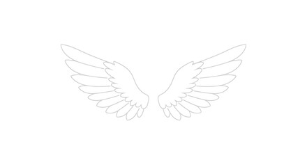 Obraz premium Stylized White Outlined Angel Wings Graphic Illustration.