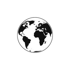 Black and White Earth Globe Illustration on White