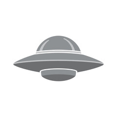 Gray Flying Saucer Illustration with Dome and Landing Gear