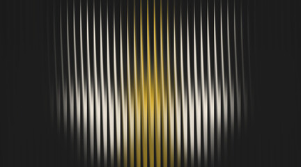 Abstract vertical metallic wavy lines with gold light and shadow
